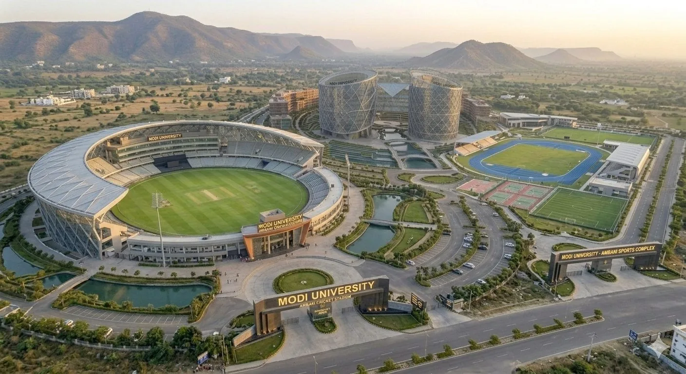 Aerial view of the university stadium complex