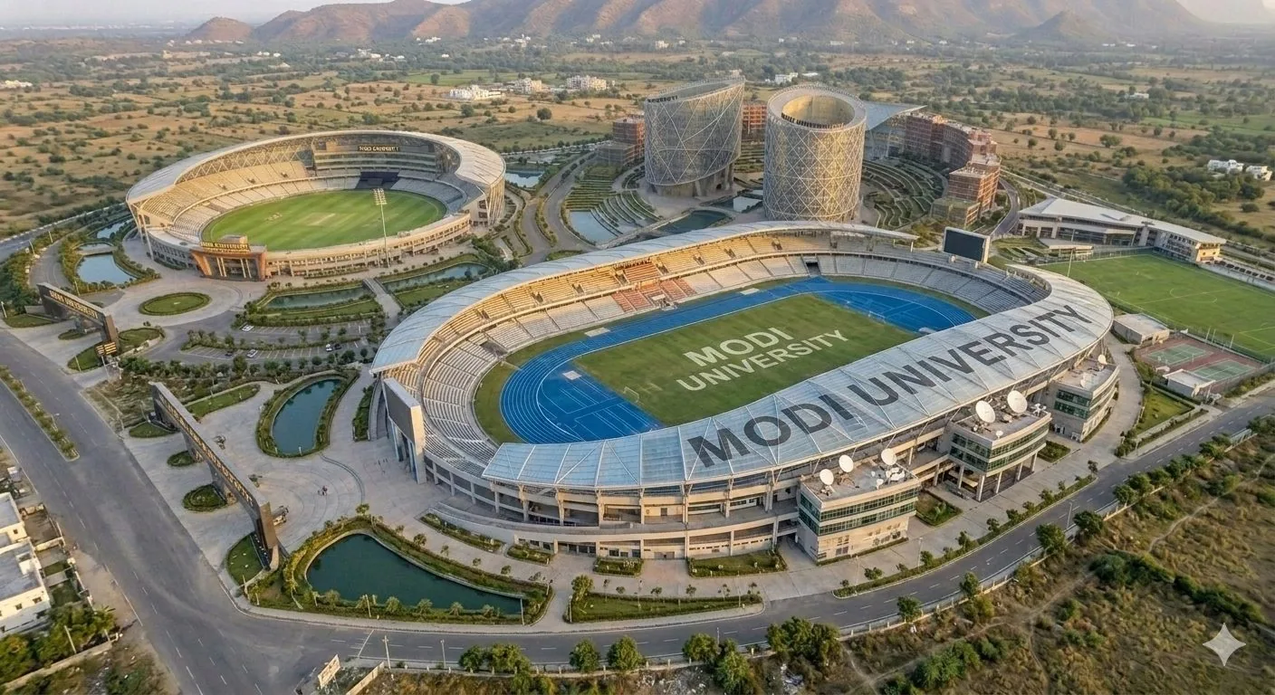 Aerial view of the athletics track and stadium